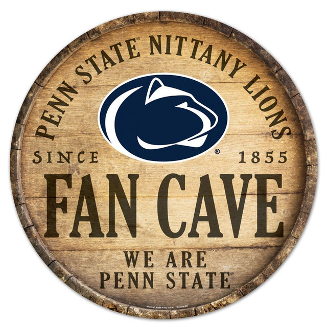 Letrero de madera de los Penn State Nittany Lions de 14" con diseño de barril redondo