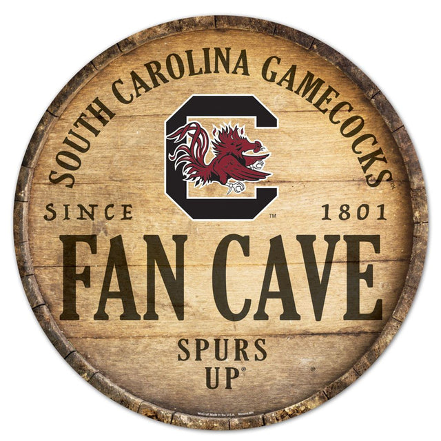 South Carolina Gamecocks Sign Wood 14" Round Barrel Top Design