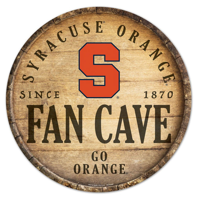 Syracuse Orange Sign Wood 14" Round Barrel Top Design