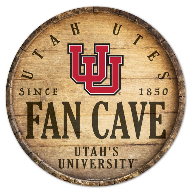 Utah Utes Wood Sign 14" Rnd