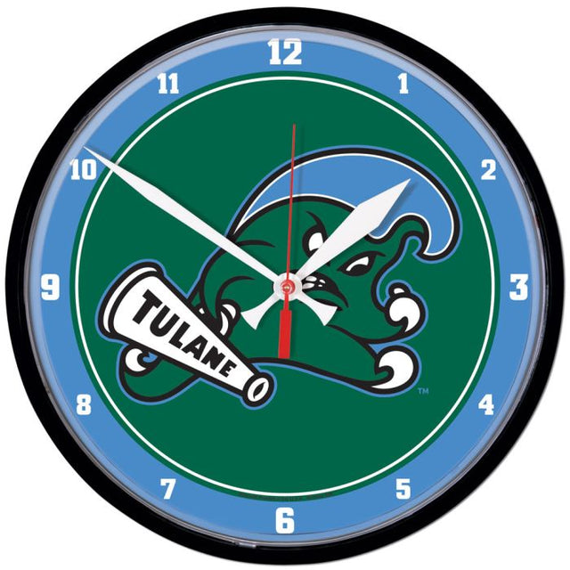 Reloj de pared redondo Tulane Green Wave de 12,75"