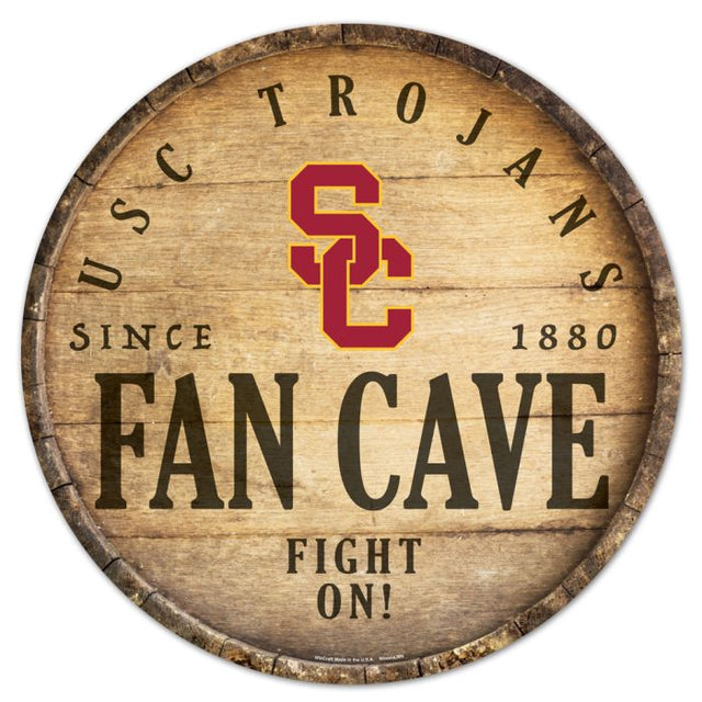 USC Trojans Fan Cave Wood Sign 14" Rnd