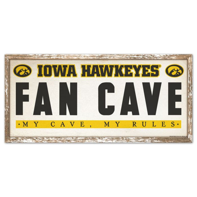 Letrero de madera con el logo de Iowa Hawkeyes, 8" x 17"