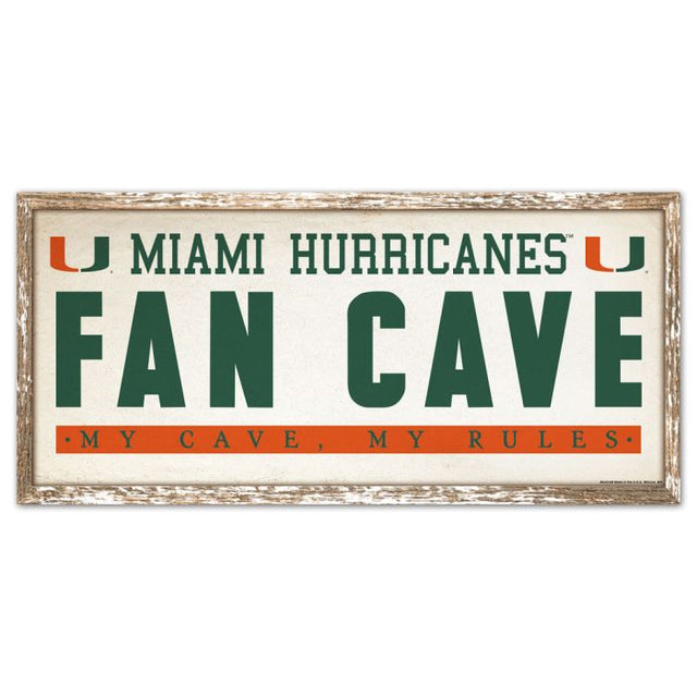 Letrero de madera con el logo de Miami Hurricanes de 8" x 17"