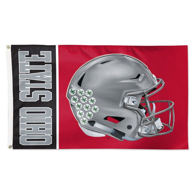 Bandera de Ohio State Buckeyes con el logo del casco de Ohio State, de lujo, 3 x 5 pies