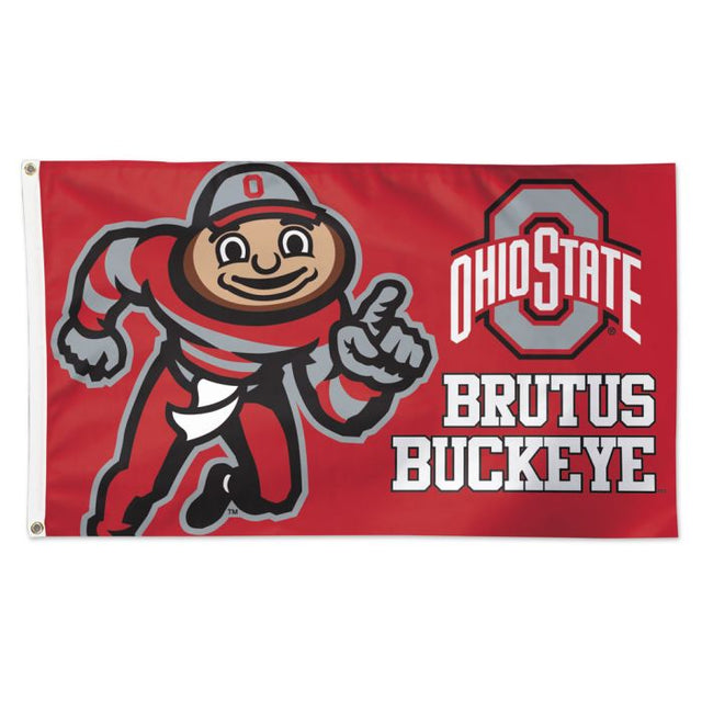 Bandera de los Ohio State Buckeyes de OHIO STATE BRUTUS BUCKEYE - Deluxe 3' X 5'