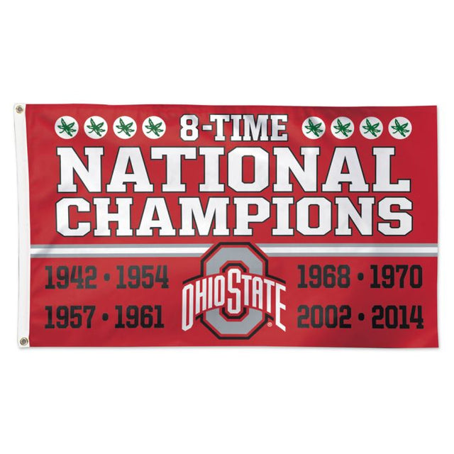 Bandera de los Ohio State Buckeyes, ocho veces campeones nacionales, de lujo, 3 x 5 pies