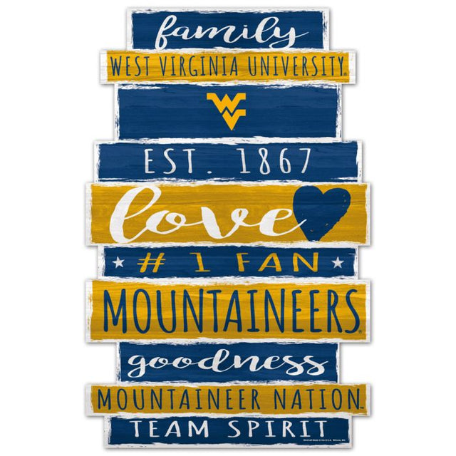 Letrero de madera de los West Virginia Mountaineers, 11" x 17", 1/4" de grosor