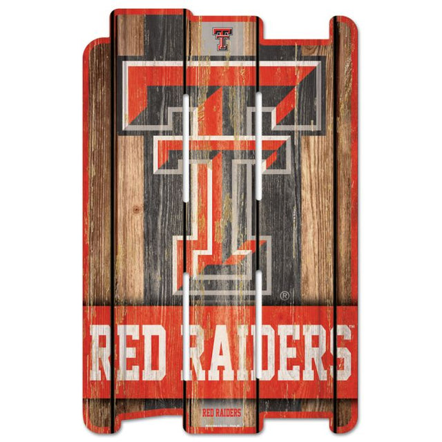 Letrero de madera para cerca de los Texas Tech Red Raiders