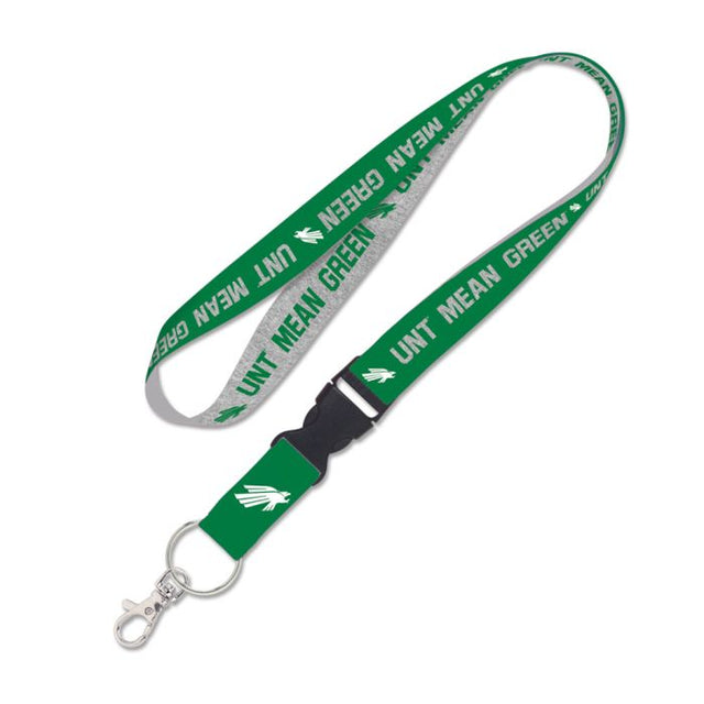 North Texas Mean Green HEATHER Lanyard w/detachable buckle 1"