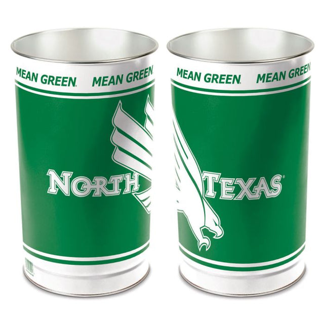 North Texas Mean Green Wastebasket - tapered 15"H