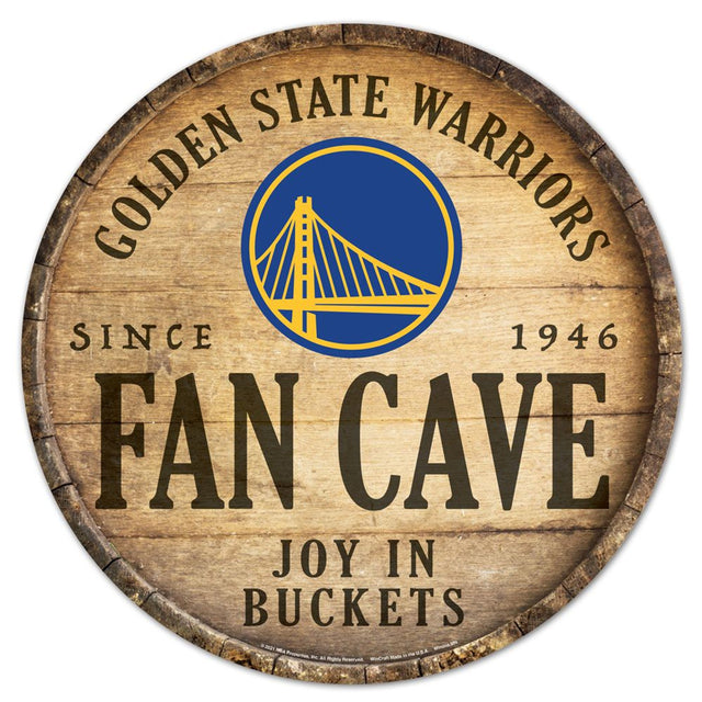 Golden State Warriors Sign Wood 14" Round Barrel Top Design