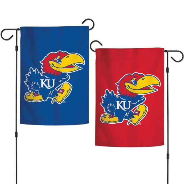 Banderas de jardín de los Kansas Jayhawks, de 2 lados, 12,5" x 18"