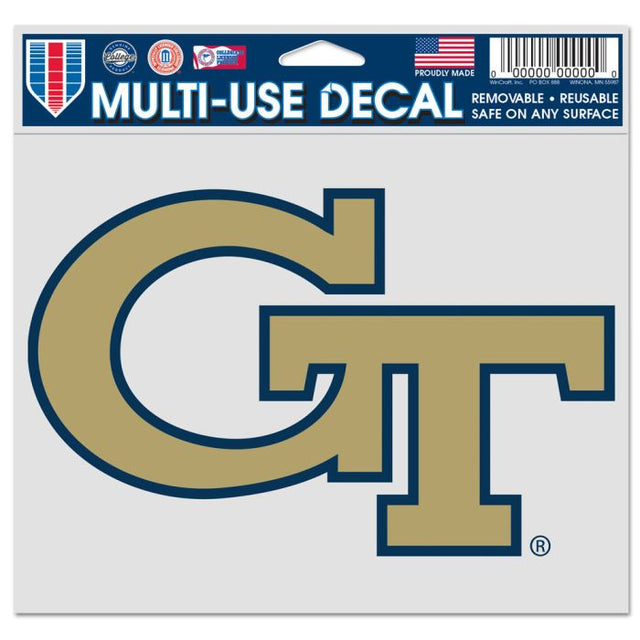 Georgia Tech Yellow Jackets Multi-Use Decal -Clear Bckrgd 5" x 6"