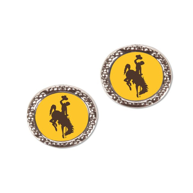 Wyoming Cowboys Earrings Jewelry Carded Round