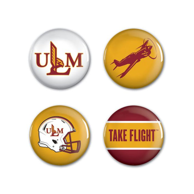 Louisiana - Monroe War Hawks Button 4 Pack 1 1/4" Rnd