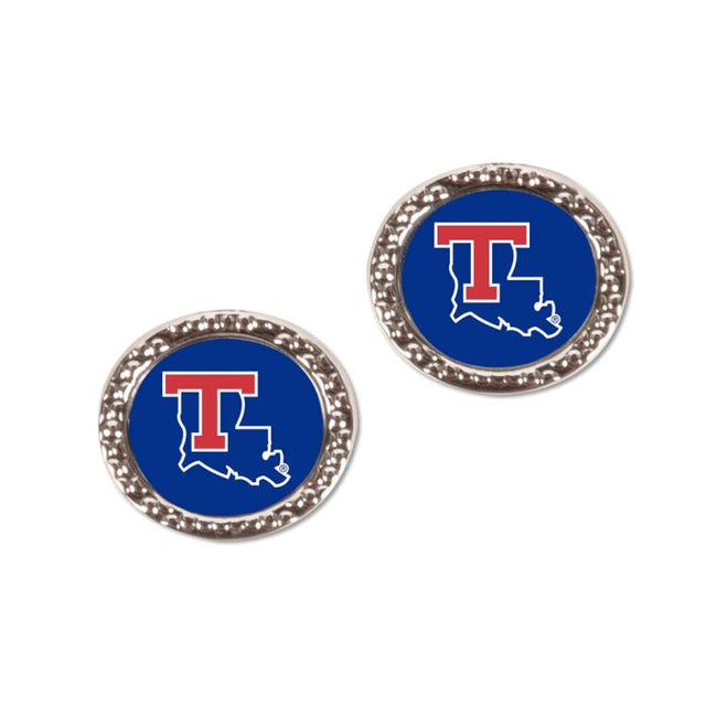 Pendientes de joyería de los Louisiana Tech Bulldogs en forma de tarjeta redonda