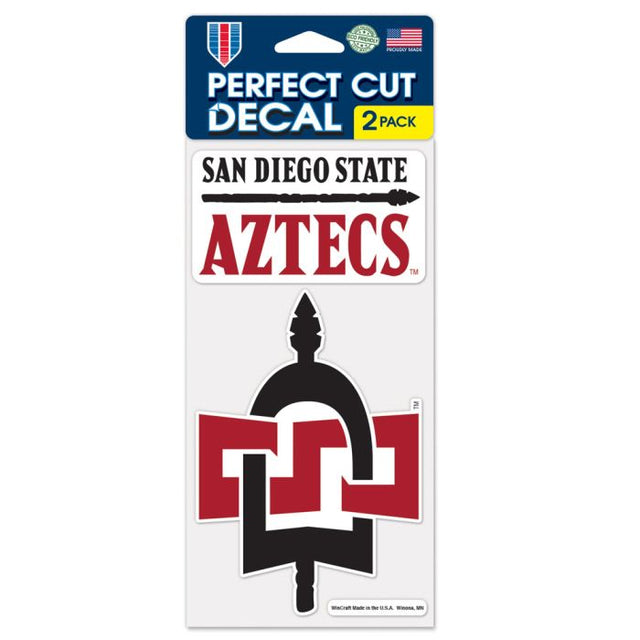 Juego de dos calcomanías de corte perfecto de San Diego State Aztecs de 4" x 4"