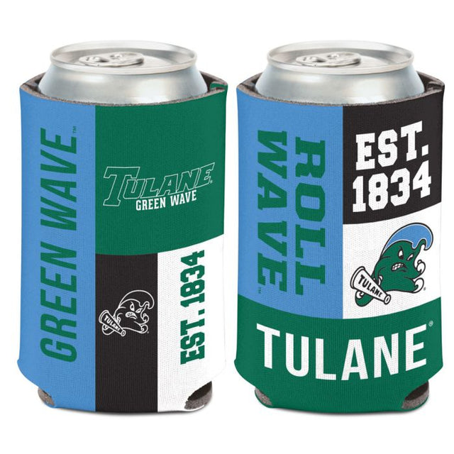 Enfriador de latas Tulane Green Wave COLOR BLOCK de 12 oz.