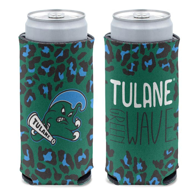 Tulane Green Wave LEOPARD 12 oz Slim Can Cooler