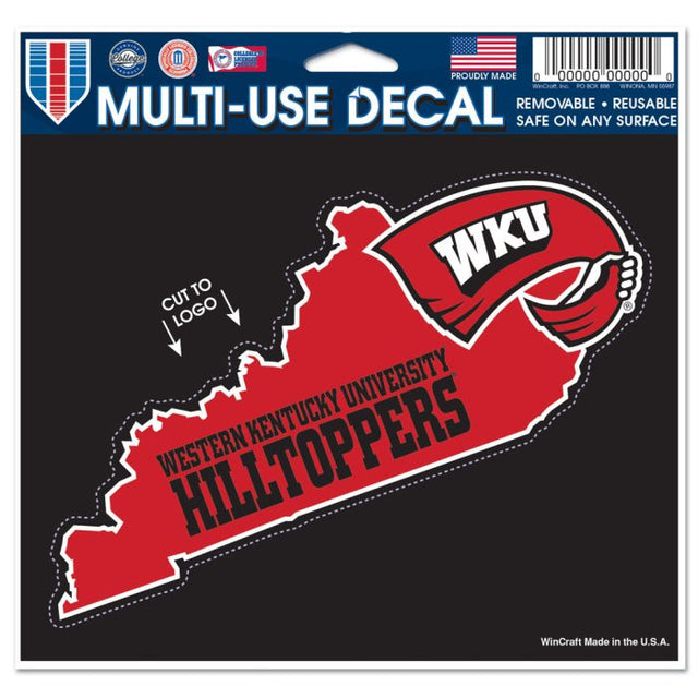 Western Kentucky Hilltoppers SHAPE OF KENTUCKY Multi-Use Decal - cut to logo 5" x 6"