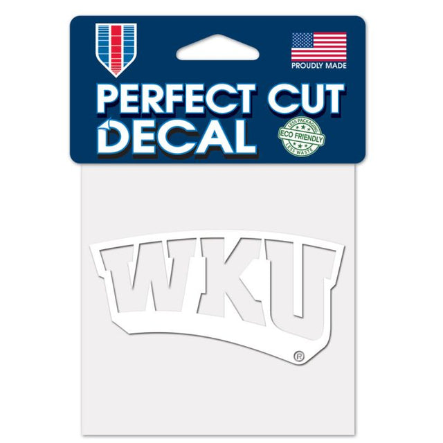 Calcomanía blanca de corte perfecto de Western Kentucky Hilltoppers de 4" x 4"