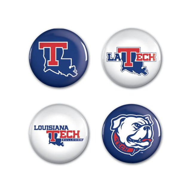 Louisiana Tech Bulldogs Button 4 Pack 1 1/4" Rnd