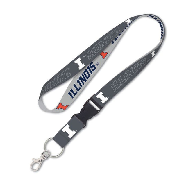 Illinois Fighting Illini CHARCOAL Lanyard w/detachable buckle 1"