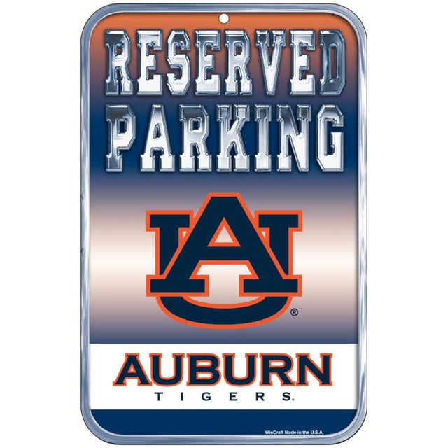 Letrero de plástico de estacionamiento reservado de Auburn Tigers de 11" x 17"