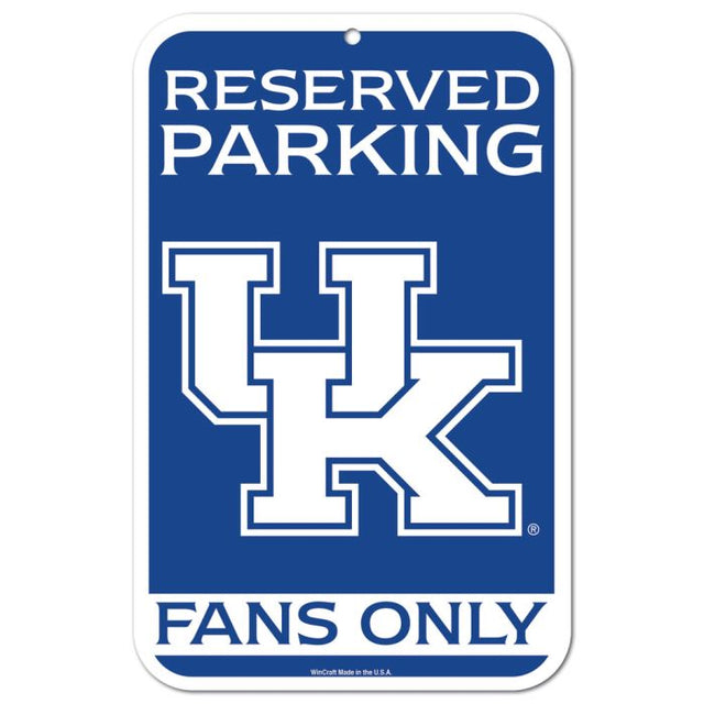 Letrero de plástico de estacionamiento reservado de Kentucky Wildcats de 11" x 17"