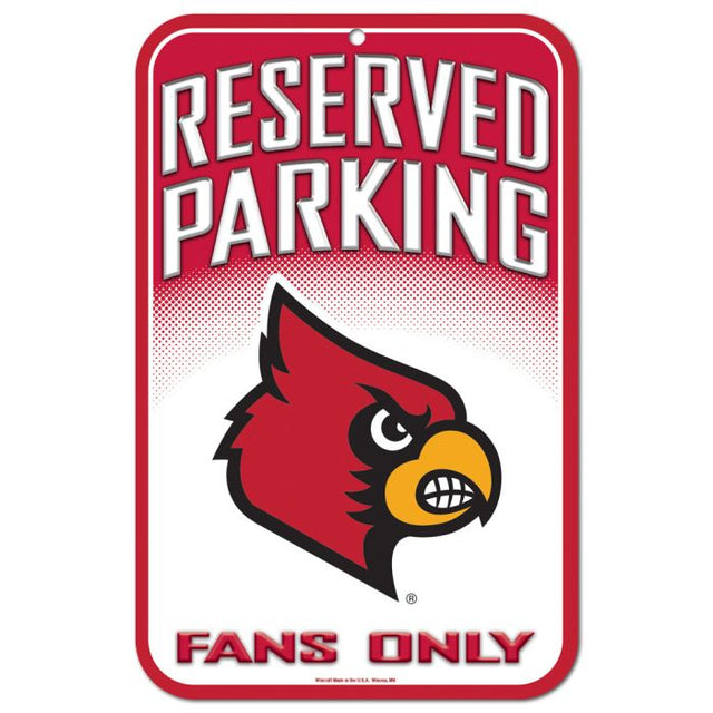 Letrero de plástico de estacionamiento reservado de los Louisville Cardinals de 11" x 17"