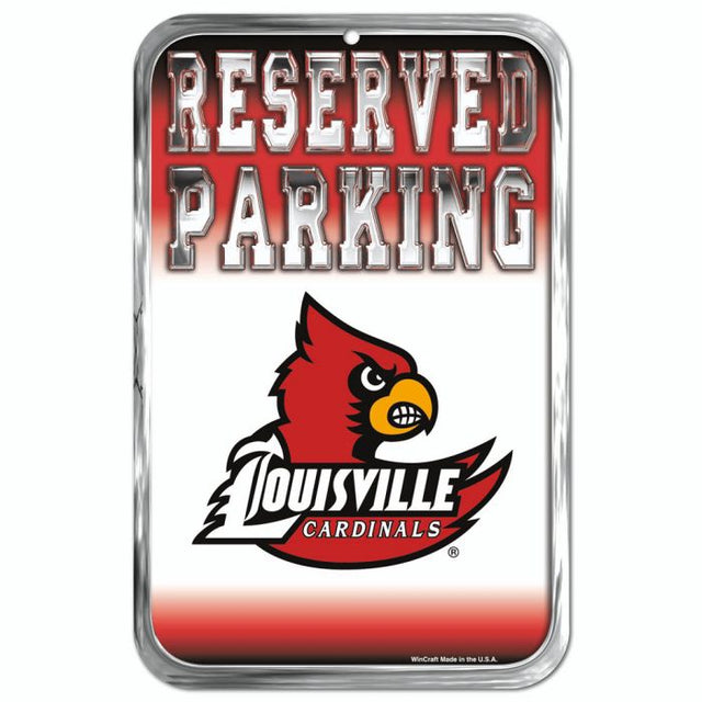 Letrero de plástico de estacionamiento reservado de los Louisville Cardinals de 11" x 17"