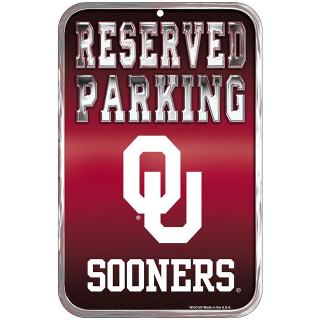 Letrero de plástico de estacionamiento reservado de Oklahoma Sooners de 11" x 17"