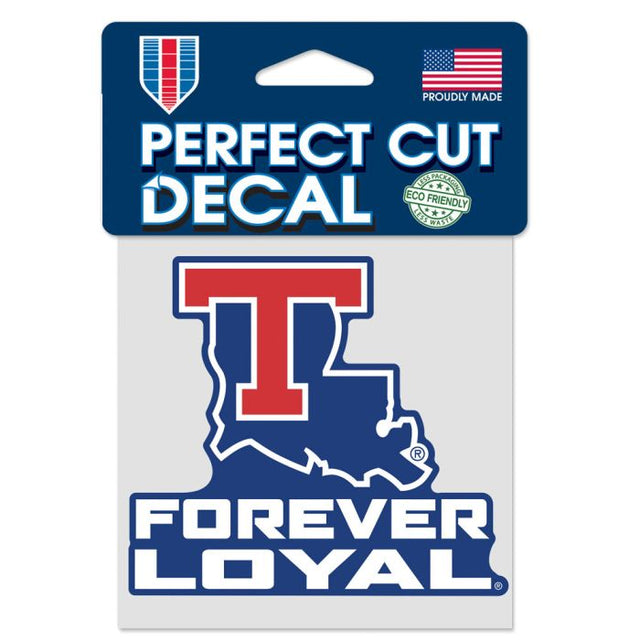 Calcomanía de color de corte perfecto con el lema de Louisiana Tech Bulldogs de 4" x 4"