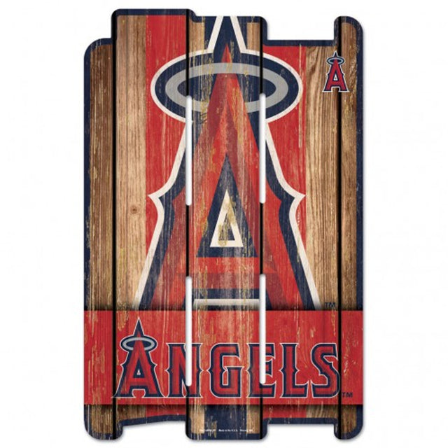 Letrero de madera estilo valla de Los Angeles Angels de 11 x 17 pulgadas