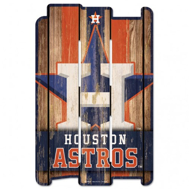 Letrero de madera estilo valla de los Houston Astros de 11 x 17 pulgadas