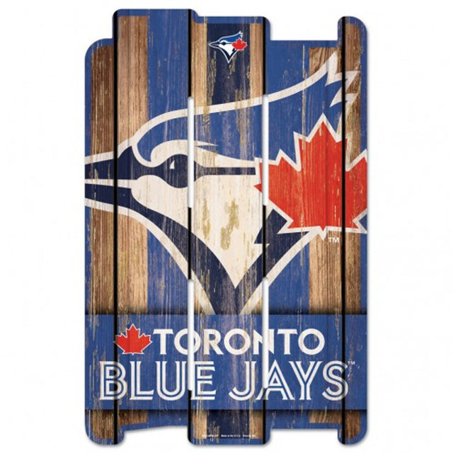 Letrero de madera de los Toronto Blue Jays de 11 x 17 pulgadas estilo valla