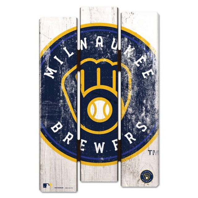 Letrero de los Milwaukee Brewers de 11 x 17 cm estilo valla de madera