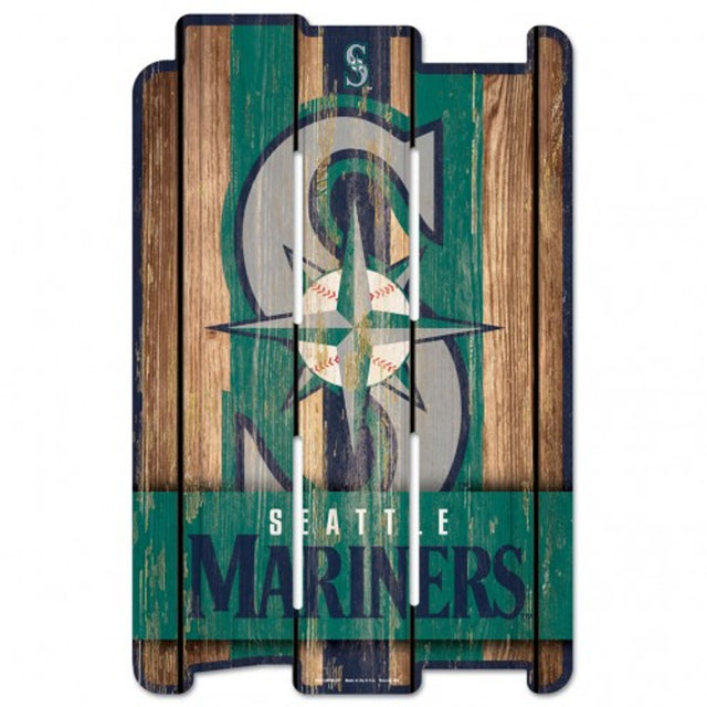 Letrero de madera de los Seattle Mariners de 11 x 17 pulgadas estilo valla