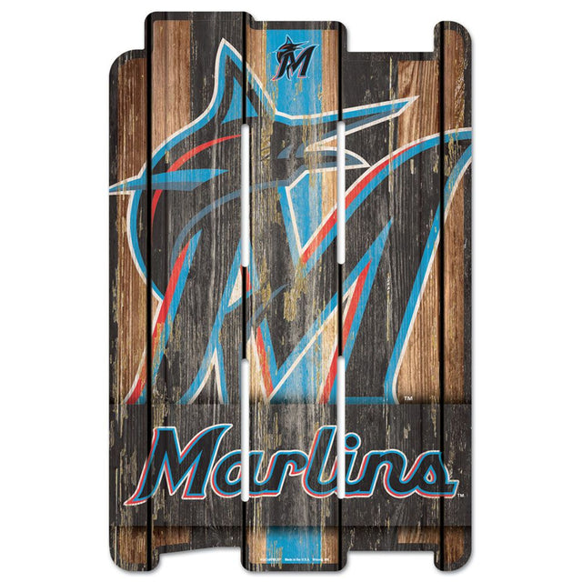 Letrero de los Miami Marlins de 11 x 17 cm estilo valla de madera