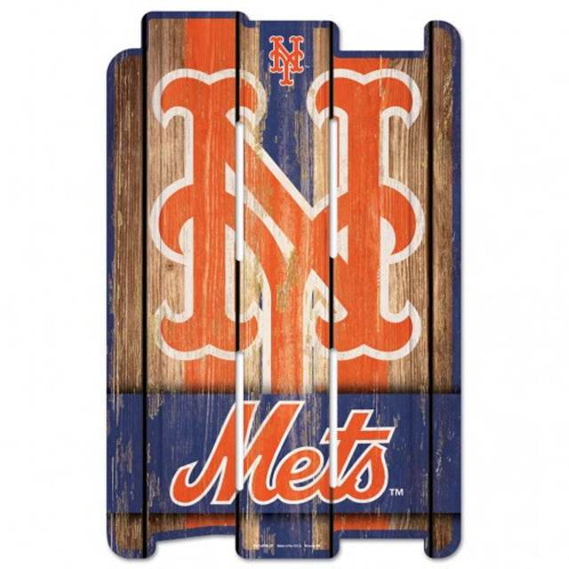 Letrero de madera estilo valla de los New York Mets de 11 x 17 pulgadas