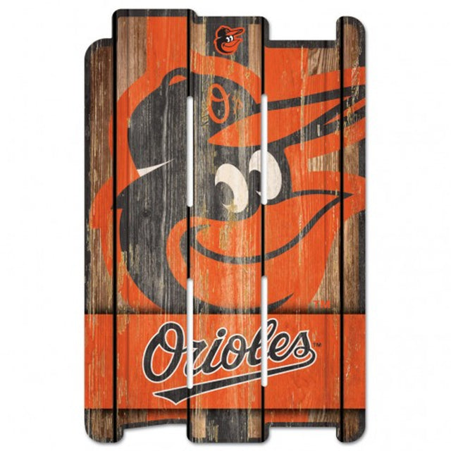 Letrero de madera de los Baltimore Orioles de 11 x 17 pulgadas estilo valla