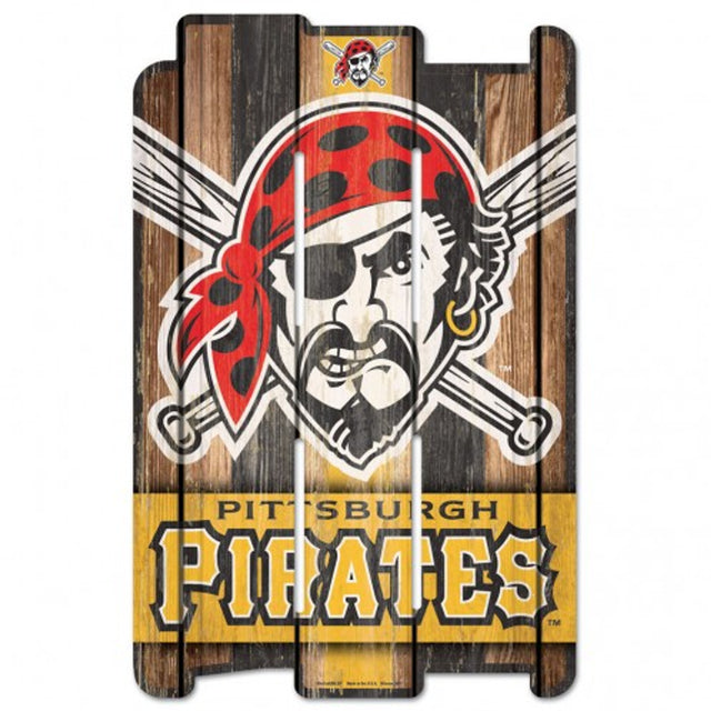 Letrero de los Piratas de Pittsburgh de 11 x 17 cm estilo valla de madera