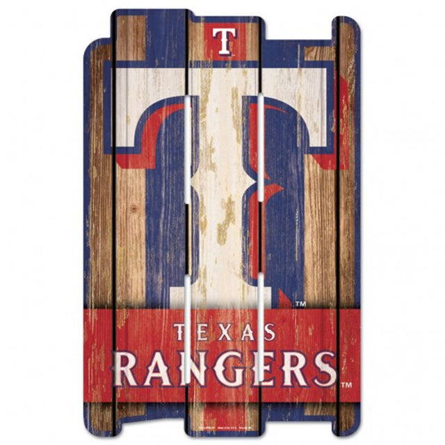 Letrero de los Texas Rangers de 11 x 17 cm estilo valla de madera