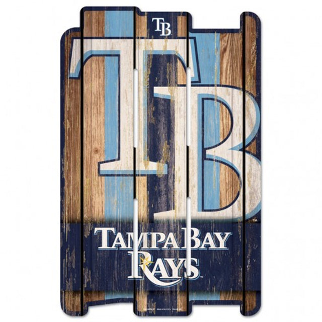 Letrero de madera estilo valla de los Tampa Bay Rays de 11 x 17 pulgadas