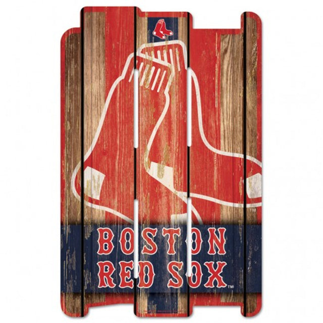 Letrero de madera estilo valla de los Boston Red Sox de 11 x 17 pulgadas