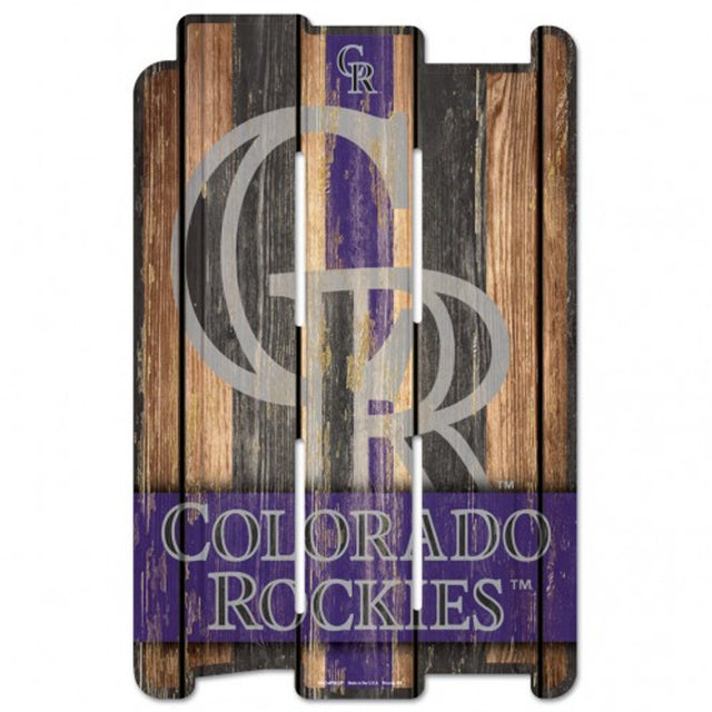 Letrero de los Colorado Rockies de 11 x 17 cm estilo valla de madera