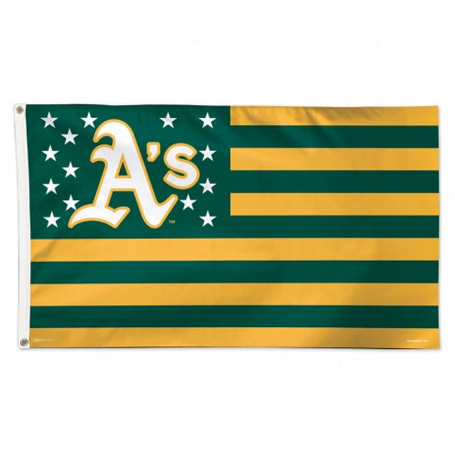 Bandera de los Atléticos de Oakland, diseño de estrellas y rayas, estilo de lujo, 3 x 5