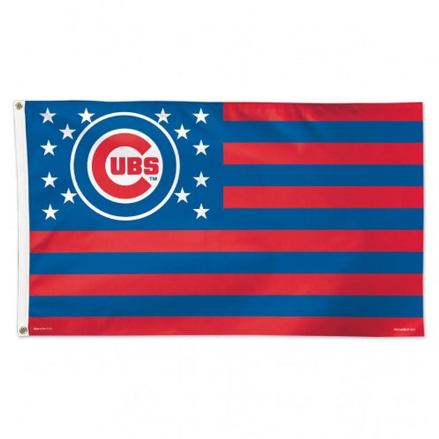 Bandera de los Chicago Cubs de lujo de 3 x 5 con estrellas y rayas