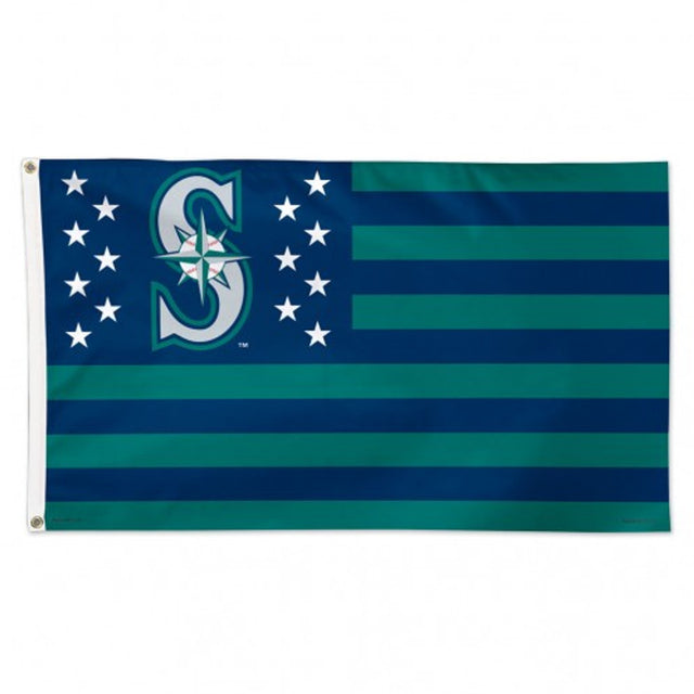 Seattle Mariners Flag 3x5 Deluxe Style Stars and Stripes Design